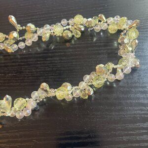 4 total-triple strand 10 foot beaded garland silver, clear and pale green (156)